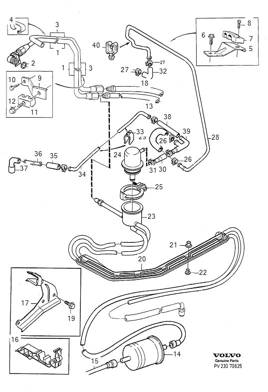 Volvo V70 XC Coupling Piece. AWD. Fuel Lines from Tank to Engine